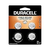 Duracell CR2016 3V Lithium Battery, Child Safety Features, 4 Count Pack, Lithium Coin Battery for Key Fob, Car Remote, Glucose Monitor, CR Lithium 3 Volt Cell