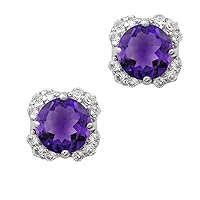 Multi Choice Round Shape Gemstone 925 Sterling Silver Solitaire Accents Stud Earring