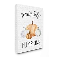 Stupell Industries Freshly Picked Pumpkins Autumn Fall Seasonal, Design by Artist Lettered and Lined Wall Art, 24 x 30, Canvas