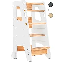 Toddler Standing Tower - Safe Montessori Step Stool for Toddlers, Perfect Tower for Learning New Skills - Ideal Helper for Little Kids in The Kitchen - White
