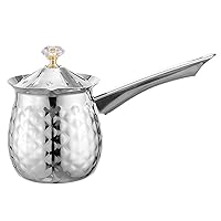 1PC Arabic Coffee Pot, 600ml/20oz Stainless Steel Chocolate Melting Pot with Eagle Spout, Non Slip Milk Warmer with Handle ＆ Dustproof Lid for Stove Top