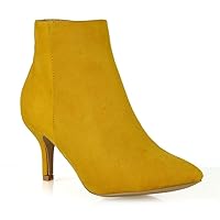 Womens Ankle Boots Low Mid Kitten Heels Ladies Zip Pointy Booties Shoes Size