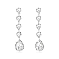 Rhinestone Statement Long Dangle Earrings for Women,Vintage Wedding Bridal Elegant Crystal Chandelier Teardrop Earrings Costume Jewelry for Prom Party