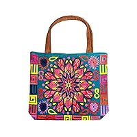 Extra Large Multicolored Mandala Geometric Floral Embroidered Brown Tote Purse Bag Fashion Handmade Boho Travel Accessories