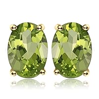 JewelryPalace Natural Garnet Peridot Amethyst Citrine Blue Topaz Birthstone Stud Earrings for Women, 14k Gold Plated 925 Sterling Silver Earrings for Women, Gemstones Jewelry Sets for Girls