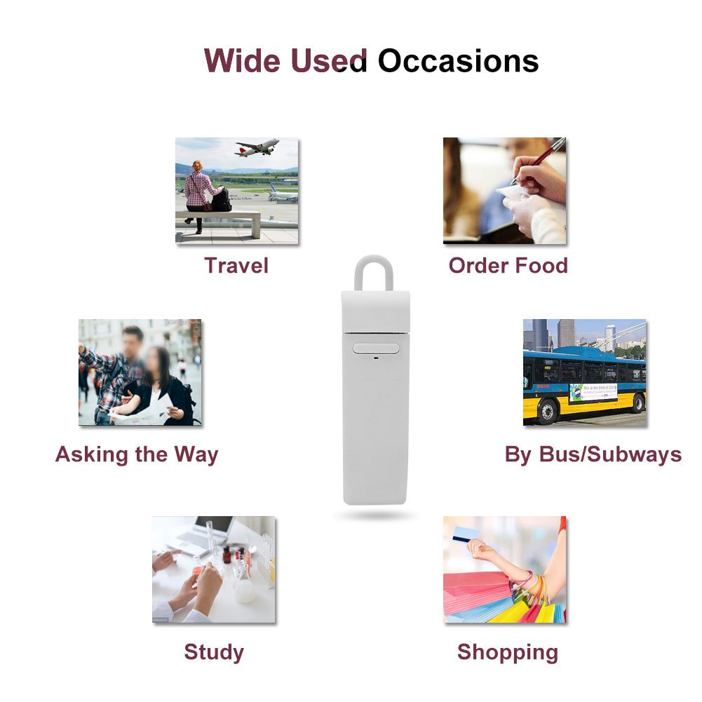 Earphone Translator Headset, Smart Multi-Language Translation Bluetooth Wireless Earphones Portable Translation Headset for Business Learning Travelling(White)