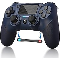 Jusubb Replacement for PS4 Controller, Programmable Function with 6-axis Gyro Sensor Non-Slip Joystick Dual Vibration, Audio Function with 3.5mm Jack a 1