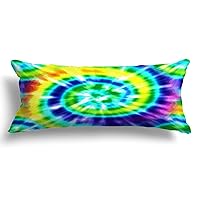 Tie Dye Body Pillow Case for Pregnant Women Rainbow Colors Body Pillowcase for Adults Rainbow Long Bed Pillow with Zipper Colorful Tie Dye Cotton Pillow Case Bedroom Couch Sofa Decor 20x54in