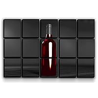 X-Large 15 Piece Red Wine On B/W Surface Wall Art Decor Picture Painting Poster Print on Canvas Panels Pieces - Kitchen Theme Wall Decoration Set - Wine Bottle Wall Picture for Kitchen Dining Room