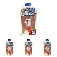 Happy Baby Organic Baby Food, Apples, Blueberries & Oats, 4 Oz (Pack of 4)