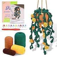 zaabaazina Crochet Kit for Beginners, Crochet Starter Kit Step-by-Step Video Tutorials Craft Knitting Crochet Kit Gift Beginner Crochet Kit for Adults and Kids Hanging Yellow Flower Plant
