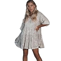 Sequin Tiered Babydoll Concert and Party Mini Dress