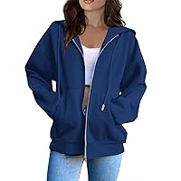 Zipper Hoodie Women,Y2K Zip Up Hoodies For Woman Oversized Casual Basic Long Sleeve Sweatshirt Fall Workout Jackets