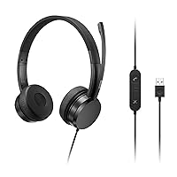 Lenovo USB-A Wired Stereo On-Ear Headset [with Control Box]