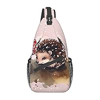 Hedgehog watercolor painting Print Unisex Chest Bags Crossbody Sling Backpack Lightweight Daypack for Travel Hiking