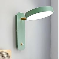 LED 15W Three-Color Light Adjustable Wall Sconce, Reading Light, Rotatable Lamp Head, for Farmhouse Bedroom Aisle Cafe Shop Living Room Background Bedside Wall Light Fixture (Color : Green)