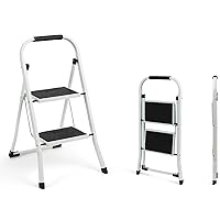 SIMPLI-MAGIC Step Ladder, 2 Step Stool Ergonomic Folding Step Stool with Wide Anti-Slip Pedal Sturdy Step Stool for Adults Multi-Use for Household, Kitchen，Office Step Ladder Stool (2 Step-White)