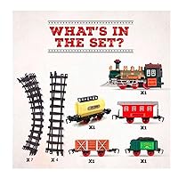 16 PCS Rocky Mountain Train Set with Coal Cart, Tank Carriage, Light & Whistle Sound - 5 Train Cars with 11 Rail Sections