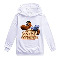 ENDOH Kids Girls Cotton Loose Hooded Tops,Graphic Hoodie Grizzy and The Lemmings Casual Sweatshirt(2-16Y)