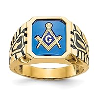 14k Gold Mens Blue Acrylic Masonic Ring Size 10.00 Jewelry for Men
