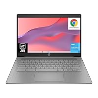 HP Chromebook Laptop, 14'' HD Display, Quad-Core Intel Celeron N4120 Processor, 4GB RAM, 64GB eMMC + 64GB Card, Bluetooth, 14+ Hrs Battery, Chrome OS+ Modern Gray, JVQ MP, 2X Storage