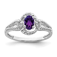 925 Sterling Silver Polished Open back Amethyst and Diamond Ring Jewelry Gifts for Women - Ring Size Options: 10 5 6 7 8 9