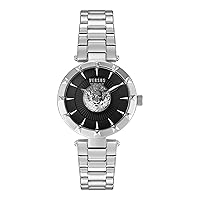 Versus Versace Sertie Collection Luxury Womens Watch Timepiece with a Silver Bracelet Featuring a Silver Case and Black Dial