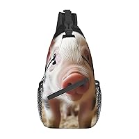 Cute Pig Crossbody Sling Backpack Sling Bag for Women Hiking Daypack Chest Bag Shoulder Bag