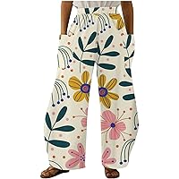Women's Pants Cute Straight Barrel Wide Leg Trousers with Funny Patterned Tunics Pants Retro Relaxed Casual Sweatpants