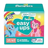 Pampers Easy Ups Girls & Boys Potty Training Pants - Size 3T-4T, One Month Supply (124 Count), My Little Pony Training Underwear