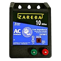 Zareba EAC10M-Z AC Powered Low Impedance Electric Fence Charger - 10 Mile Plug-In Electric Fence Energizer, Contain Small Animals, Keep Out Pests and Predators