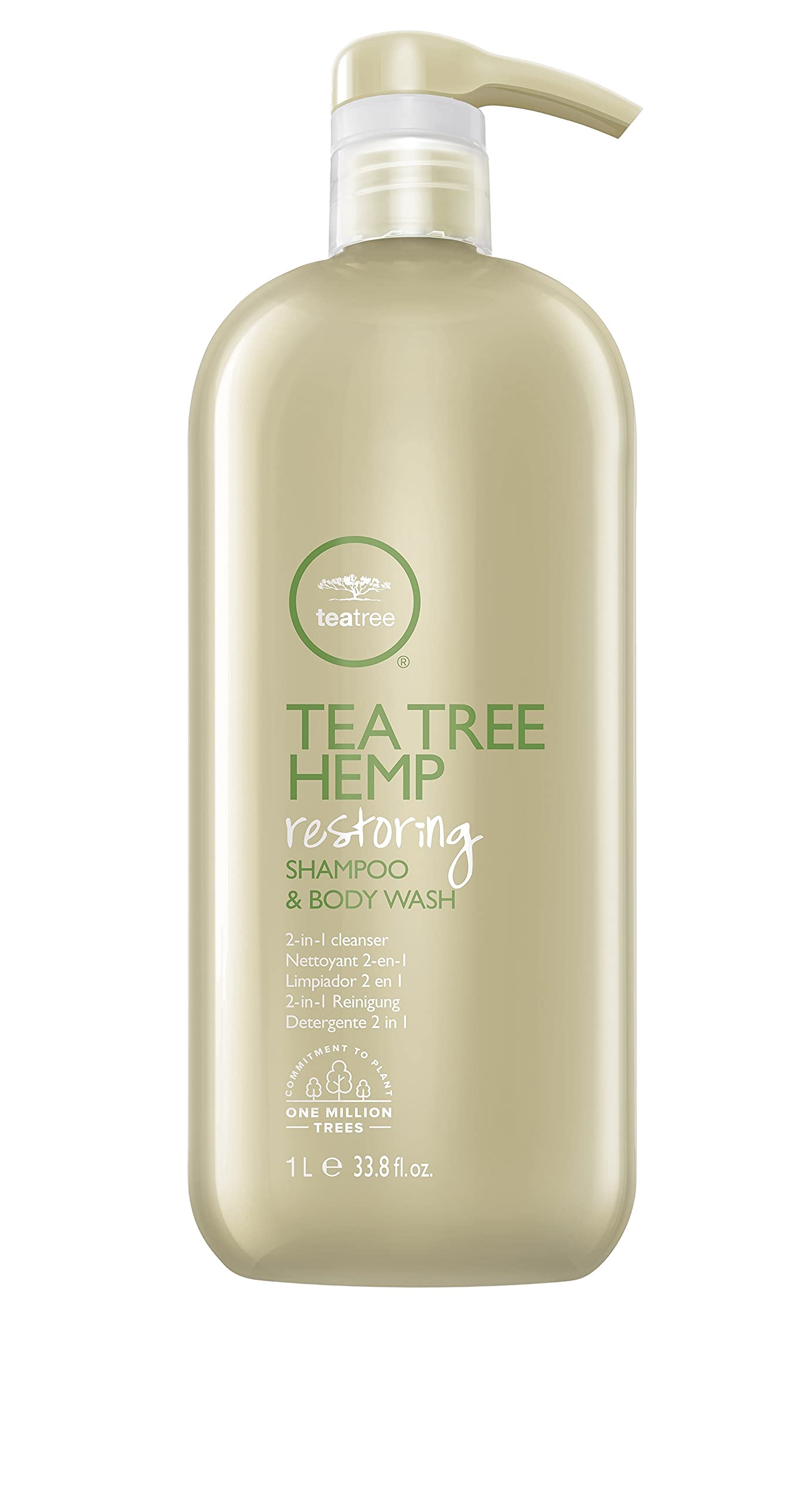 Tea Tree Hemp Restoring Shampoo & Body Wash, 2-in-1 Cleanser, For All Hair Types