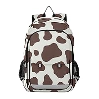 ALAZA Brown and White Cow Print Laptop Backpack Purse for Women Men Travel Bag Casual Daypack with Compartment & Multiple Pockets