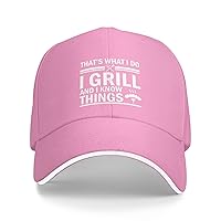 That's What I Do I Drink I Grill and I Know Things Trucker Hat Adjustable Classic Baseball Black Men Women Sandwitch Headwear