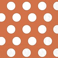 20-Count Big Dots 3-Ply Paper Lunch Napkins, Orange and White