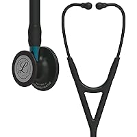 3M Littmann 6201, Cardiology IV Diagnostic Stethoscope, Black-Finish Chestpiece, Black Tube, Blue Stem and Black Headset, 27 inch