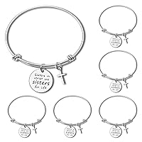 6pcs Christian Sister Bracelet Religious Gifts for Sister Friends Religious Sisters Jewelry Faithe Gifts for Women Teen Girls Friendship Gifts Motivational Bangle for Best Friend Baptism Faith Gifts