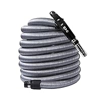 Crushproof Tube-Fits All Inlets-Black & Grey Universal Central Vacuum Hose Low Voltage 30ft Long with Switch Control, Black and Grey