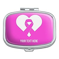 Personalized Custom 1 Line Breast Cancer Pink Ribbon Heart Rectangle Pill Case Trinket Gift Box