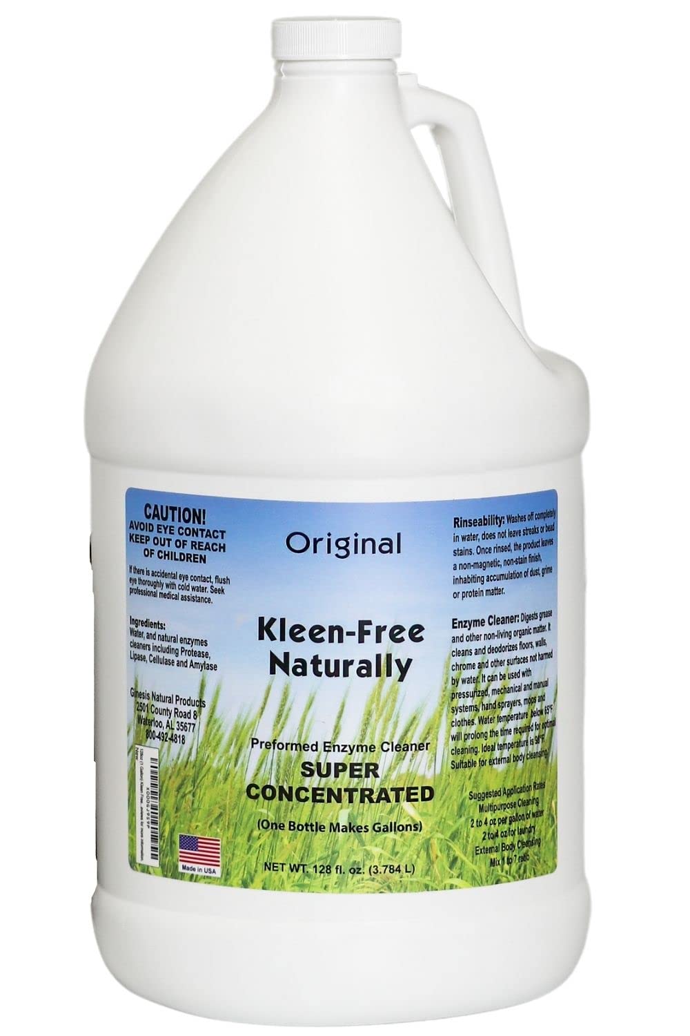 Kleen-Free Naturally Preformed Enzyme Cleaner (Original, 1-Gallon Concentrate)