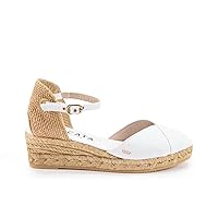 Viscata Pubol Espadrille Canvas Low Wedges with Ankle Strap Spain Handmade 2” Heel Women's Sandals with Breathable Organic Cotton Canvas and 100% Natural Jute for all Occasions: Casual, Work, Party