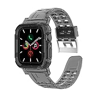 Compatible With Apple Watch Band 42mm 44mm,Women Transparent Clear Soft Silicone Sports Drop-Proof iWatch Band Strap With TPU Case For Apple Watch Series 6 5 4 3 2 SE (Gray, 42mm/44mm)