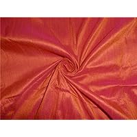 100% Pure Silk Dupioni Fabric Orange X Pink 44