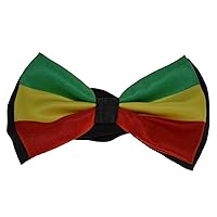 Rasta Bow Tie With Adjustable Plastic Clip Green Yellow Red