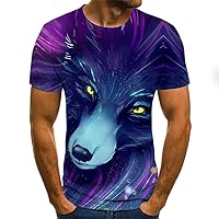 Novelty Wolf Graphic Print Summer Fashion T-Shirt Tee Top for Men's