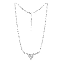 MOONEYE 2.50 CTW Natural Diamond Polki Flower Chain Necklace 925 Sterling Silver Platinum Plated Everyday Slice Diamond Jewelry