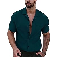 Dress Shirts for Men Summer Casual Short Sleeve Button Down Going Out Beach Shirts Vacation Tropical Shirt with Pocket