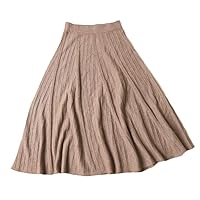 100% Cashmere Skirt Women Autumn Winter Mid-Length High-Waist Cashmere Skirt Thick A-Line Knit Half-Length Skirt