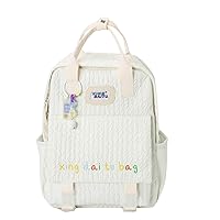 Kawaii Backpack Ita Bag Lovely Pin Bag Japanese Aesthetic with Cute Pendant and Pins Y2K Rusksack Daypack (white)
