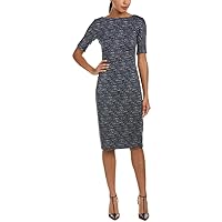 Maggy London Women's Brushed Abstract Jacquard Novelty Sheath with Elbow Sleeve